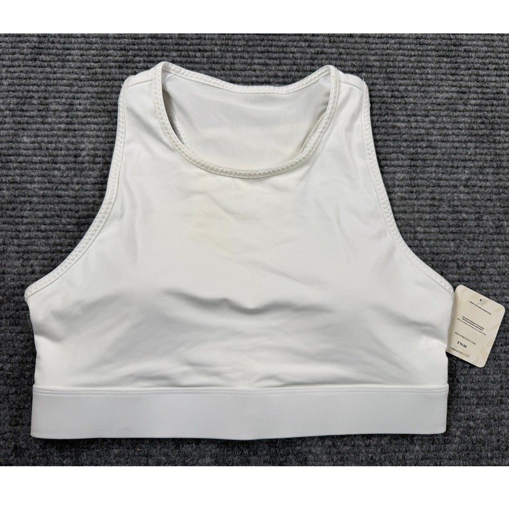 Fabletics Womens L White High Support Sports Bra Mesh NWT